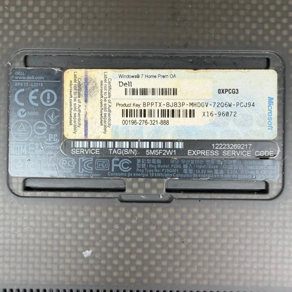 Dell XPS 13-L321X Silver Ultrabook Laptop Windows 7 Carbon Fiber Parts/Repair